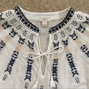 JCrew White Linen-Like Embroidered Tunic Sz XS
